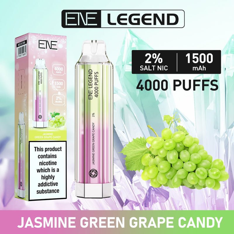 ENE Crystal Legend 4000 Disposable Vape Pod Kit Box of 10 - Wolfvapes.co.uk-Jasmine Green Grape Guava