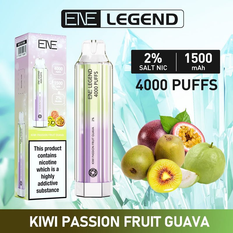 ENE Crystal Legend 4000 Disposable Vape Pod Kit Box of 10 - Wolfvapes.co.uk-Kiwi Passion Fruit Guava