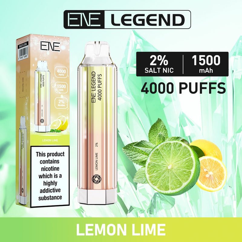 ENE Crystal Legend 4000 Disposable Vape Pod Kit Box of 10 - Wolfvapes.co.uk-Lemon Lime