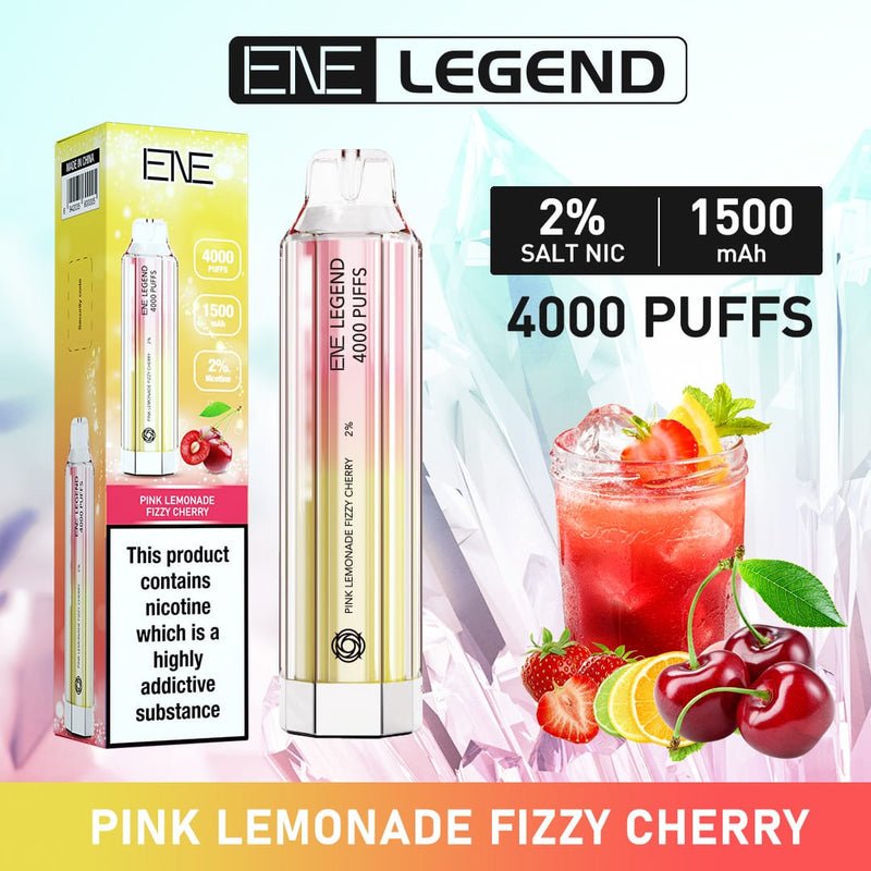 ENE Crystal Legend 4000 Disposable Vape Pod Kit Box of 10 - Wolfvapes.co.uk-Pink Lemonade Fizzy Cherry