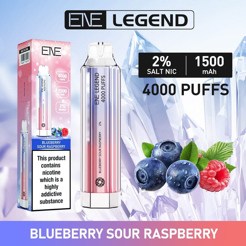 ENE Crystal Legend 4000 Disposable Vape Puff Bar Device - Wolfvapes.co.uk-Blueberry Sour Raspberry