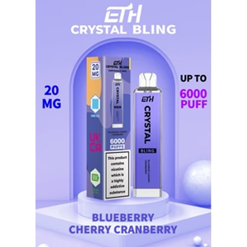 ETH Crystal Bling 6000 Disposable Vape Puff Pod Device - Wolfvapes.co.uk-Blueberry Cherry Cranberry