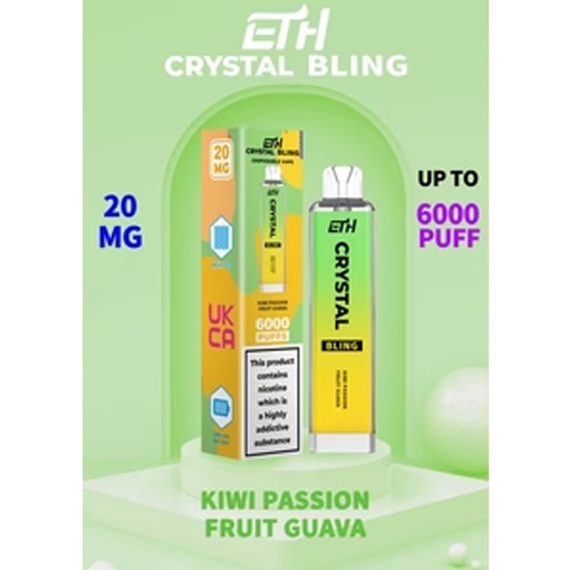 ETH Crystal Bling 6000 Disposable Vape Puff Pod Device - Wolfvapes.co.uk-Kiwi Passion Fruit Guava