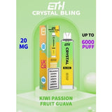 ETH Crystal Bling 6000 Disposable Vape Puff Pod Device - Wolfvapes.co.uk-Kiwi Passion Fruit Guava