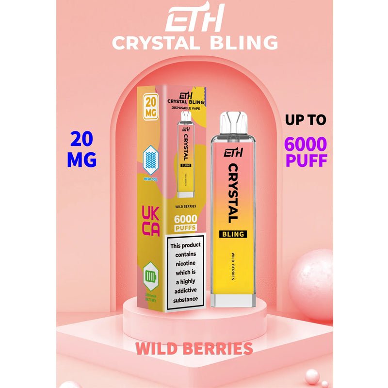 ETH Crystal Bling 6000 Disposable Vape Puff Pod Device - Wolfvapes.co.uk-Wild Berries