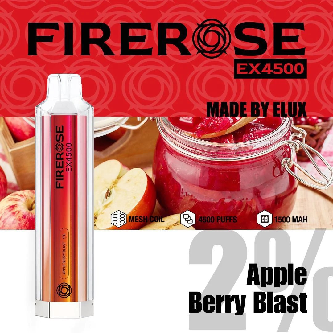 Firerose EX4500 Disposable Vape Pod Box of 10 - Wolfvapes.co.uk-Apple Berry Blast