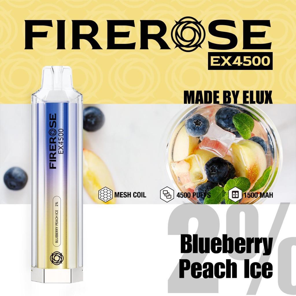 Firerose EX4500 Disposable Vape Pod - Box of 10 - Wolfvapes.co.uk-Blueberry Peach Ice