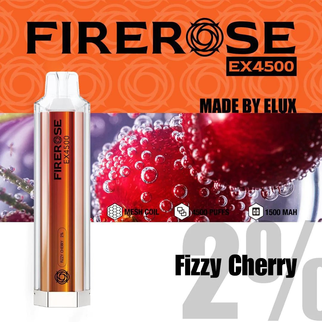 Firerose EX4500 Disposable Vape Pod Box of 10 - Wolfvapes.co.uk-Fizzy Cherry