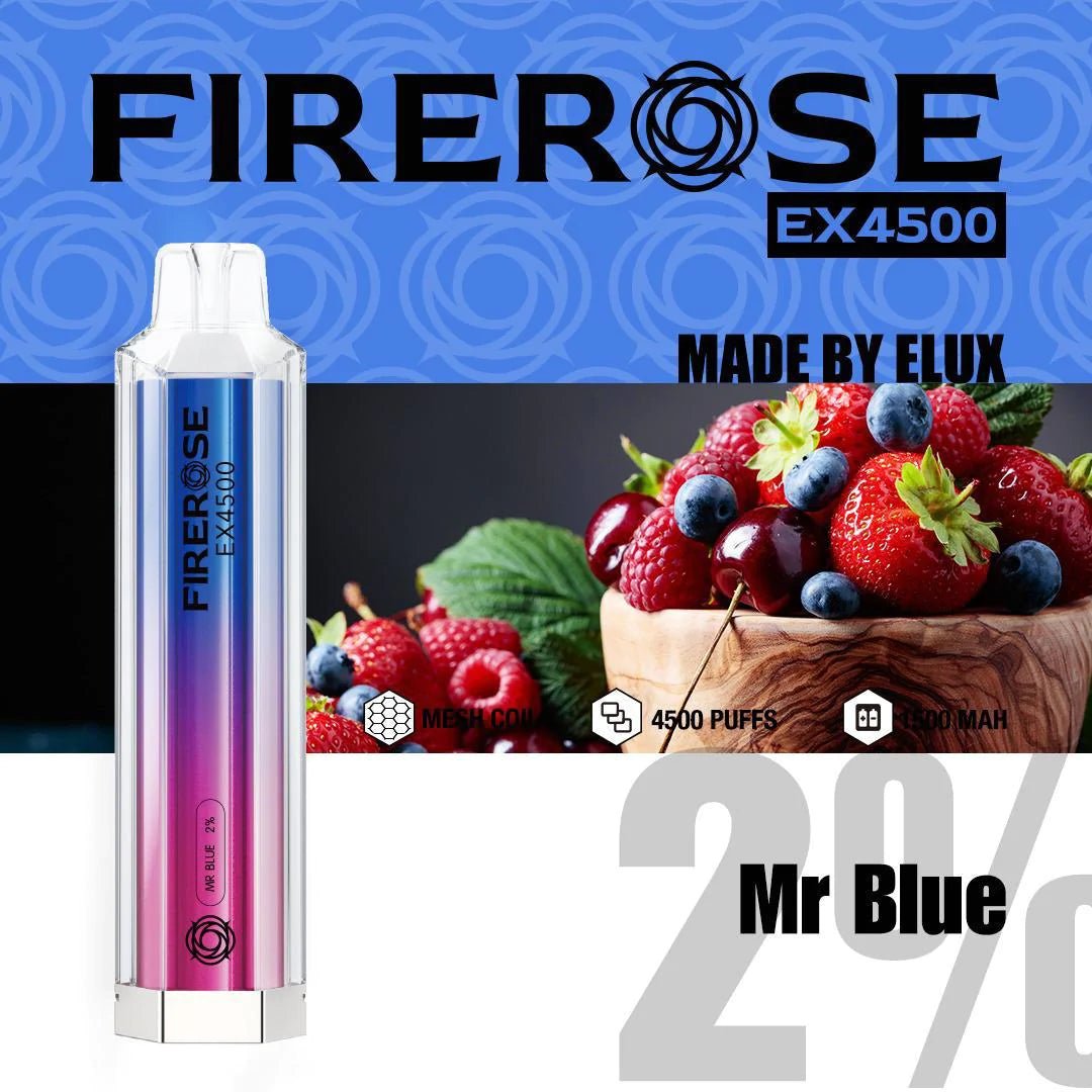 Firerose EX4500 Disposable Vape Pod Box of 10 - Wolfvapes.co.uk-Mr Blue