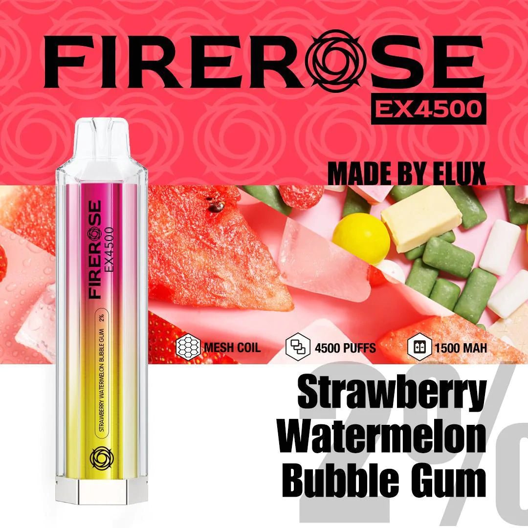 Firerose EX4500 Disposable Vape Pod Box of 10 - Wolfvapes.co.uk-Strawberry Watermelon Bubble Gum