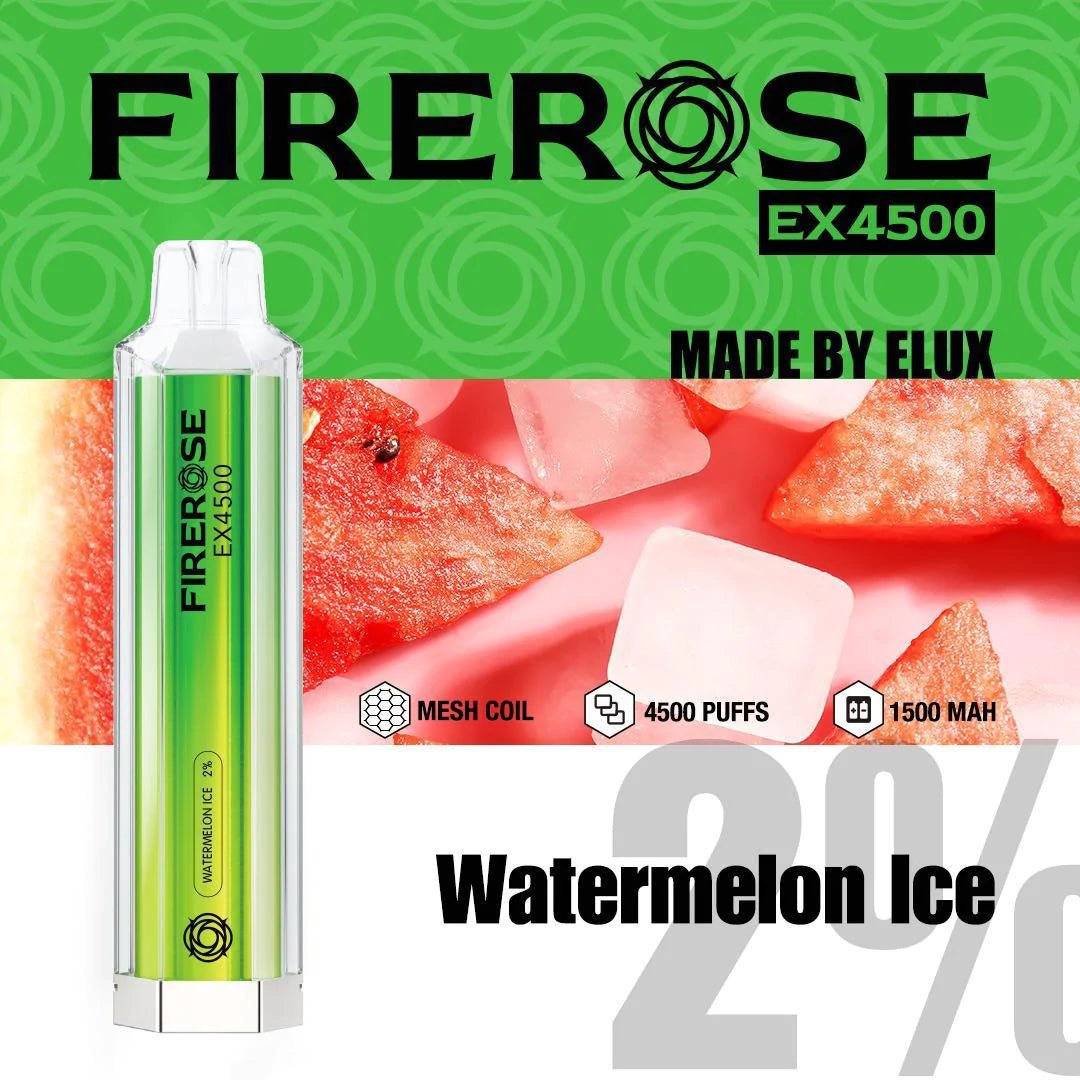 Firerose EX4500 Disposable Vape Pod Box of 10 - Wolfvapes.co.uk-Watermelon Ice