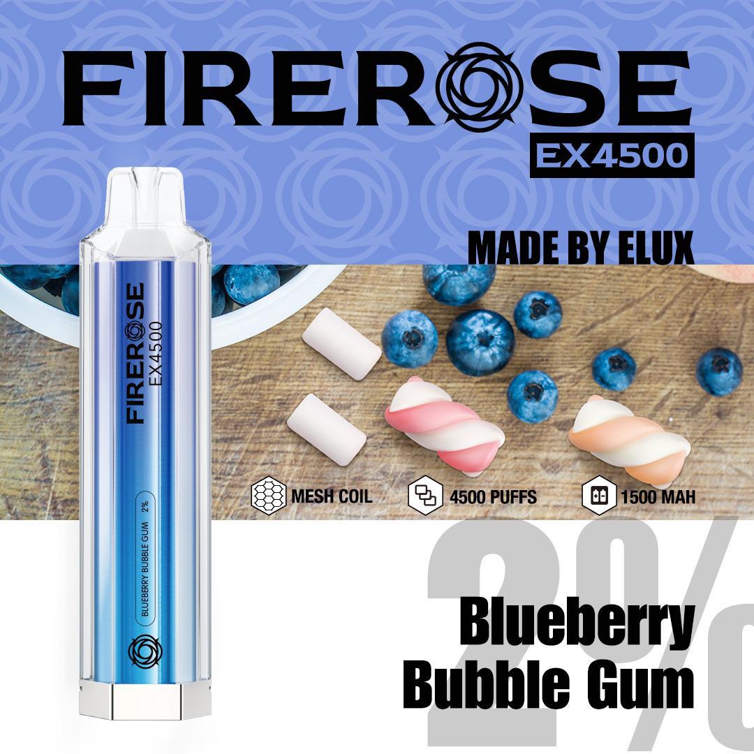 Firerose EX4500 Disposable Vape Puff Pod Device - Wolfvapes.co.uk-Blueberry Bubble Gum