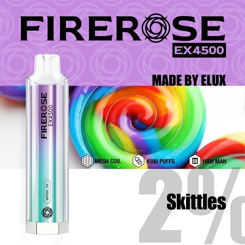 Firerose EX4500 Disposable Vape Puff Pod Device - Wolfvapes.co.uk-Skittles