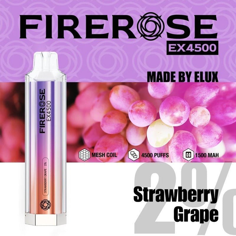 Firerose EX4500 Disposable Vape Puff Pod Device - Wolfvapes.co.uk-Strawberry Grape