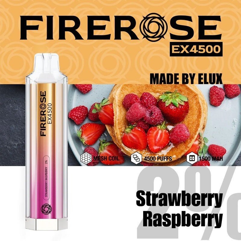 Firerose EX4500 Disposable Vape Puff Pod Device - Wolfvapes.co.uk-Strawberry Raspberry