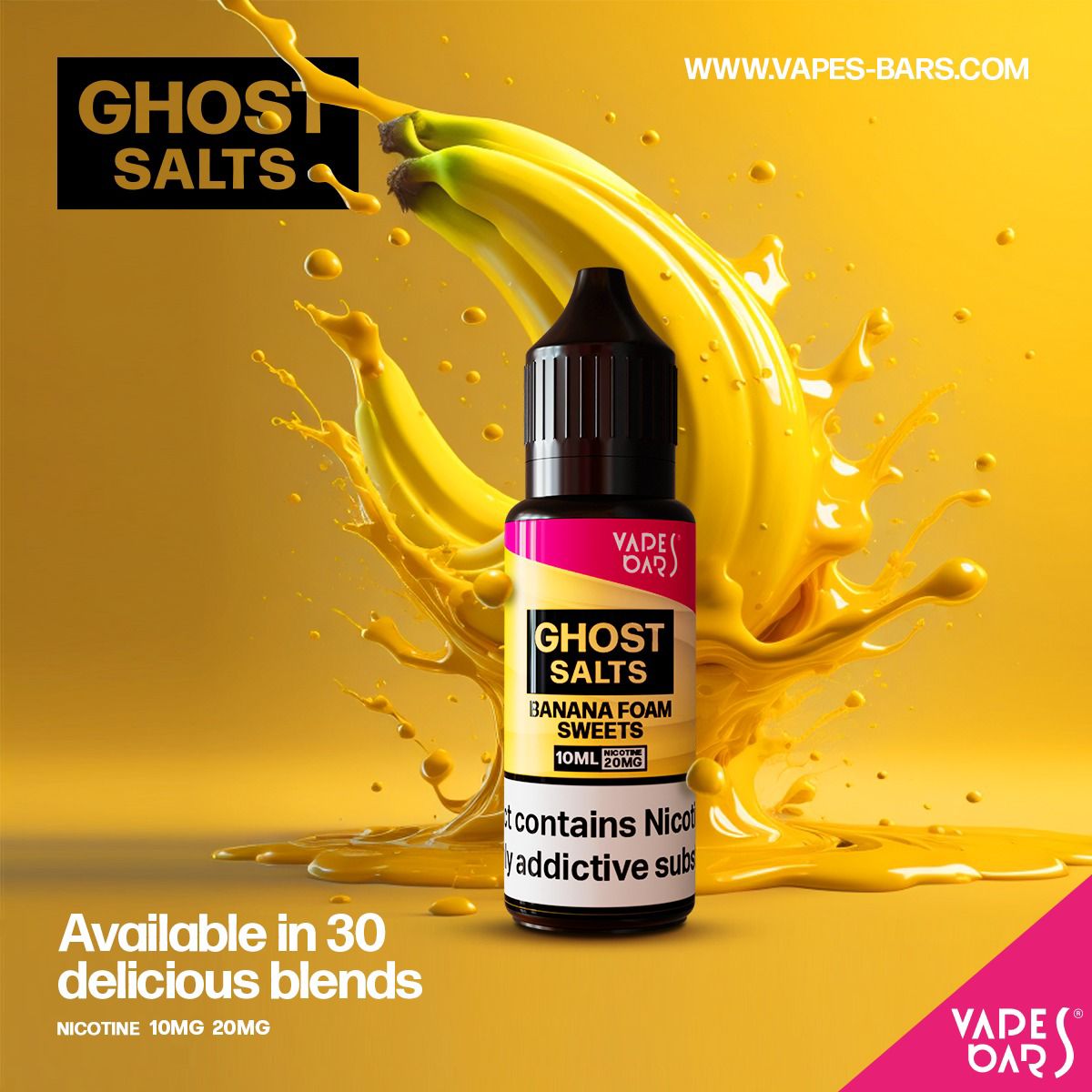 GHOT 3500 Nic Salts 10ml - Box of 10 - Wolfvapes.co.uk-Banana Foam Sweets