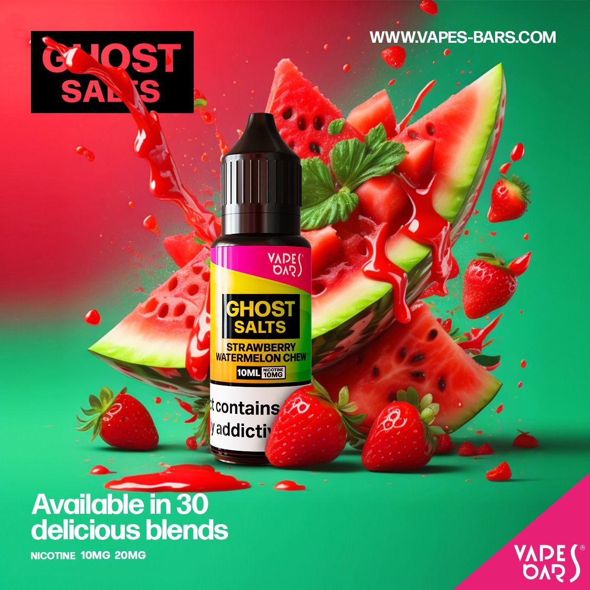 GHOT 3500 Nic Salts 10ml - Box of 10 - Wolfvapes.co.uk-Strawberry Watermelon Chew