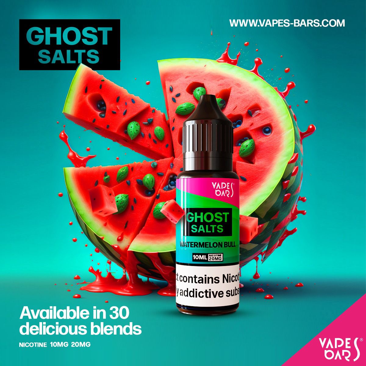 GHOT 3500 Nic Salts 10ml - Box of 10 - Wolfvapes.co.uk-Watermelon Bull