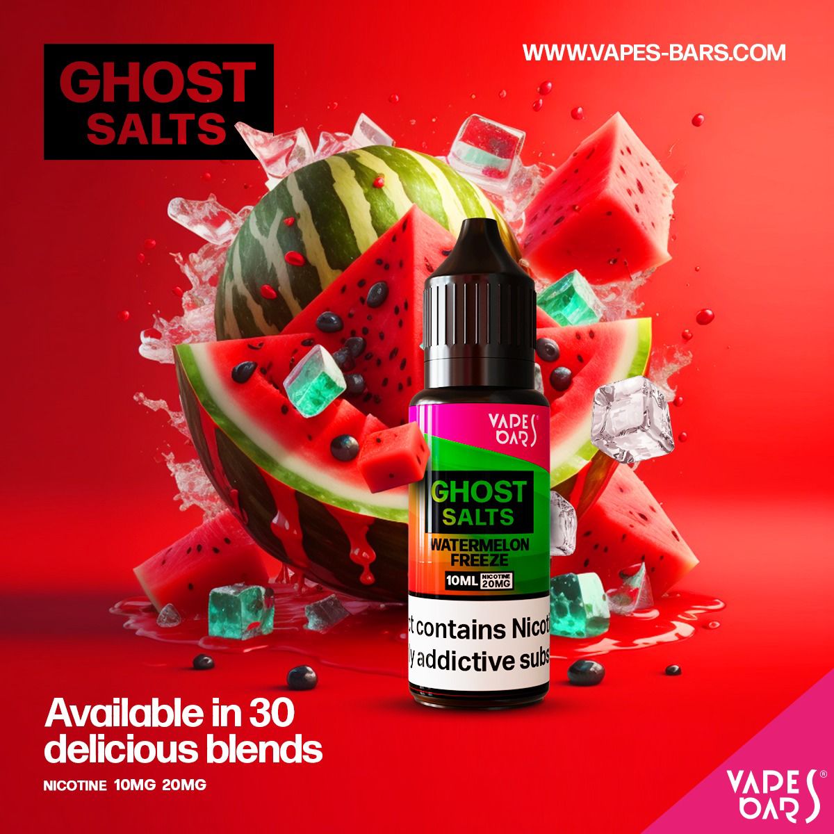 GHOT 3500 Nic Salts 10ml - Box of 10 - Wolfvapes.co.uk-Watermelon Freeze