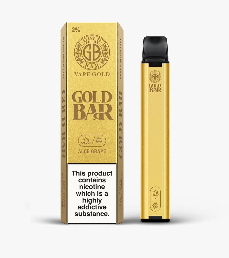 Gold Bar 600 Disposable Vape Pod Puff Bar Pen - Wolfvapes.co.uk-Aloe Grape *New*