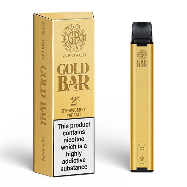 Gold Bar 600 Disposable Vape Pod Puff Pen Device - Box of 10 - Wolfvapes.co.uk-Strawberry Parfait