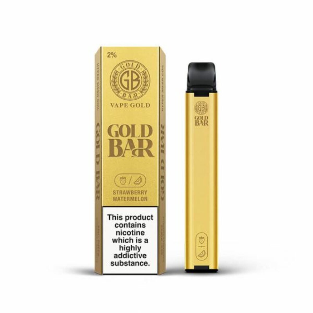 Gold Bar 600 Disposable Vape Pod Puff Pen Device - Box of 10 - Wolfvapes.co.uk-Strawberry Watermelon *New*