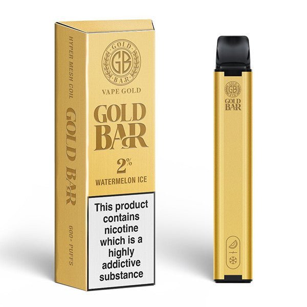 Gold Bar 600 Disposable Vape Pod Puff Pen Device - Box of 10 - Wolfvapes.co.uk-Watermelon Ice