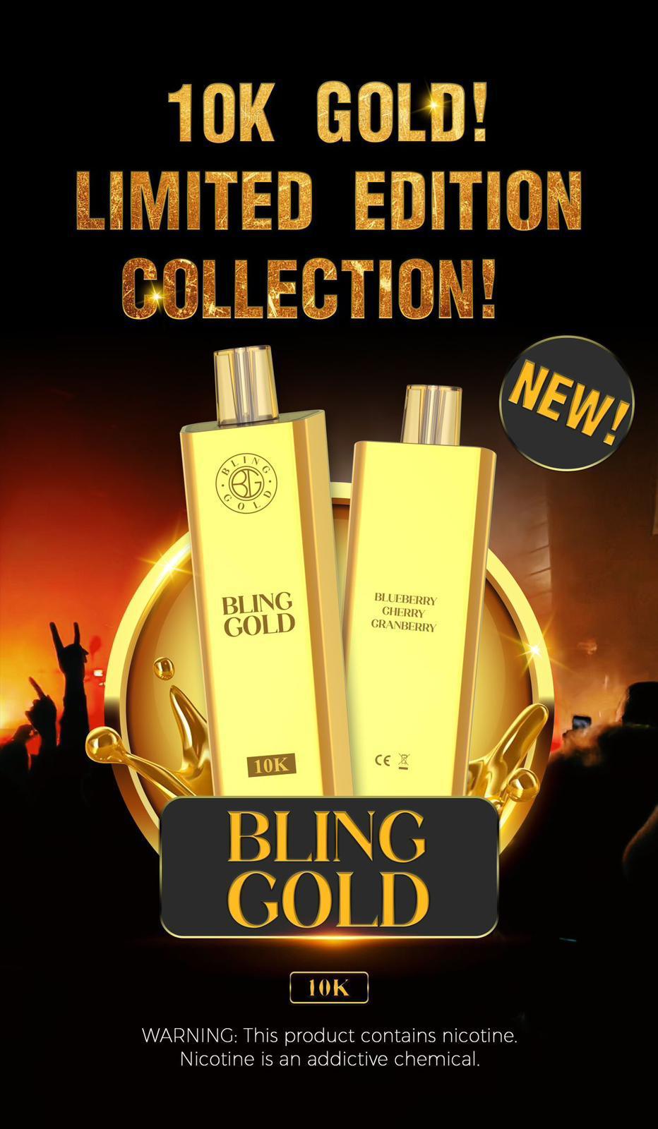 Gold Bling 10000 Disposable Vape Puff Pod Bar Box of 10 - Wolfvapes.co.uk-Mr Bling