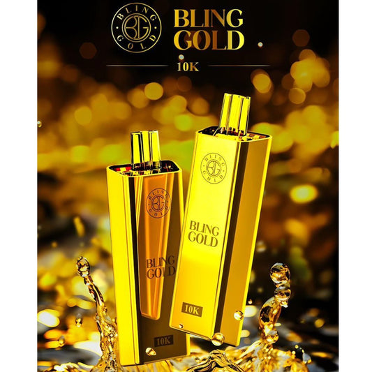 Gold Bling 10000 Disposable Vape Puff Pod Bar - Wolfvapes.co.uk-Blue Razz Cherry