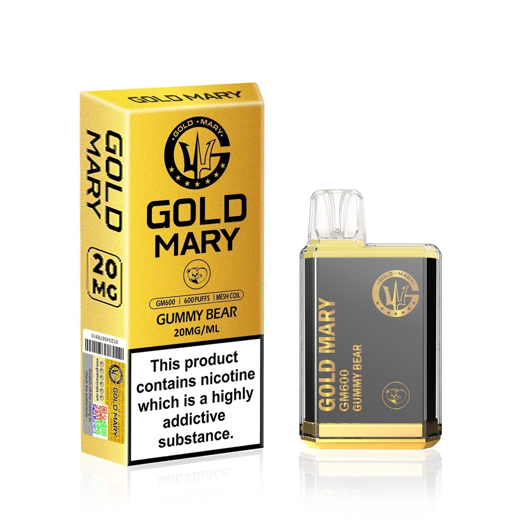 Gold Mary GM600 Disposable Vape Puff Bar Pod Device - Wolfvapes.co.uk-Gummy Bear