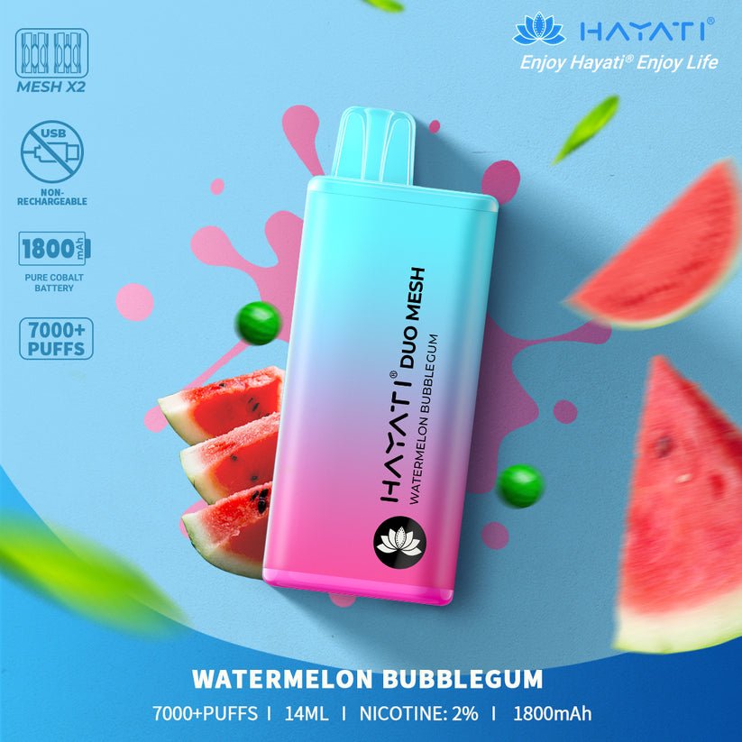 Hayati Duo Mesh 7000 Disposable Vape Puff Bar Pod Box of 10 - Vape & Candy Wholesale