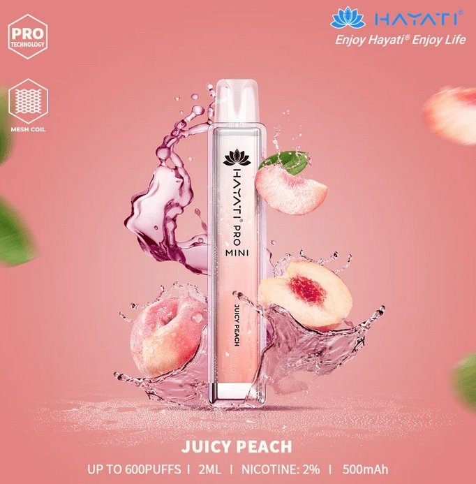 Hayati Mini Pro 600 Disposable Vape Puff Bar Pod - Wolfvapes.co.uk-Juicy Peach