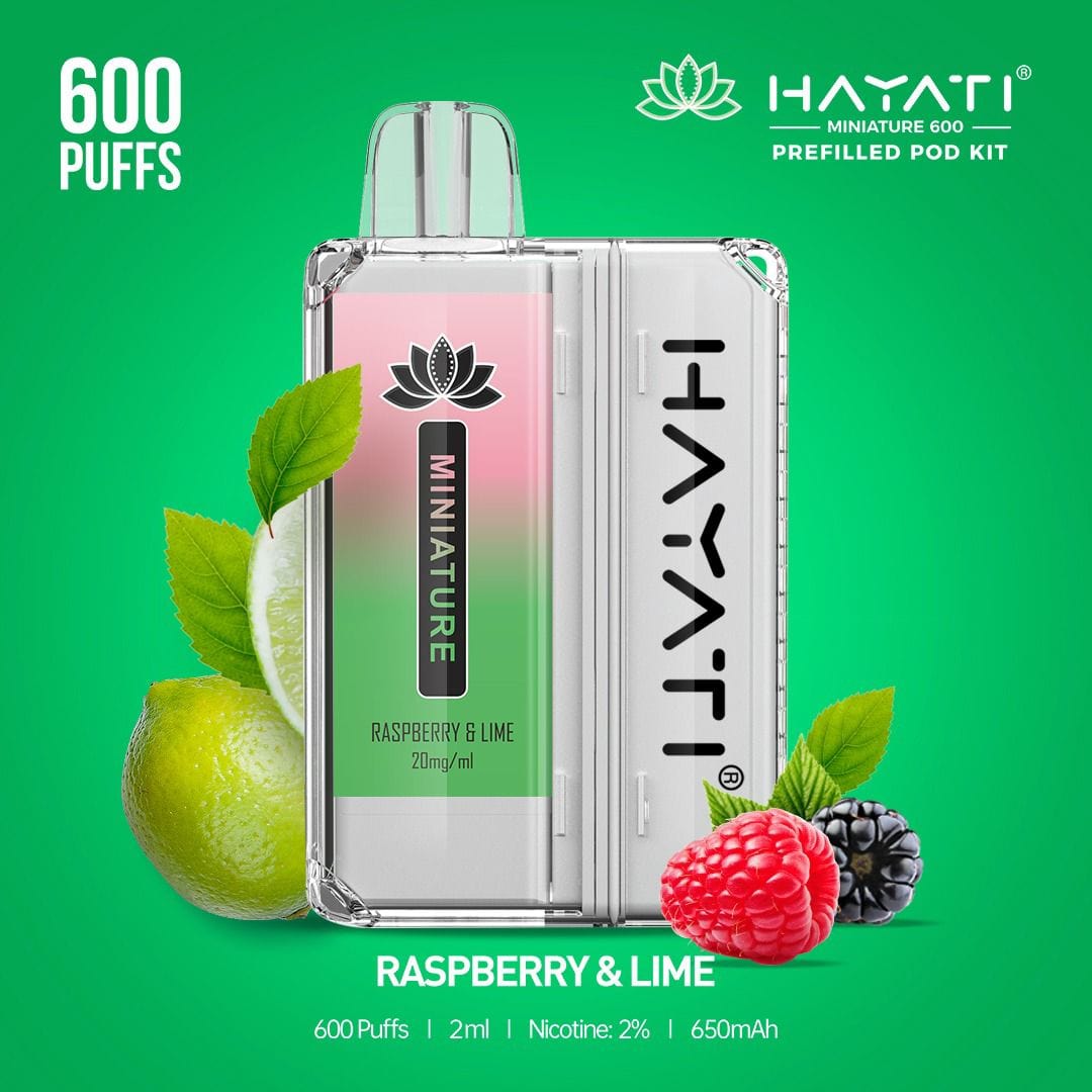 Hayati Miniature 600 Prefilled Pod Kit - Wolfvapes.co.uk-Raspberry & Lime