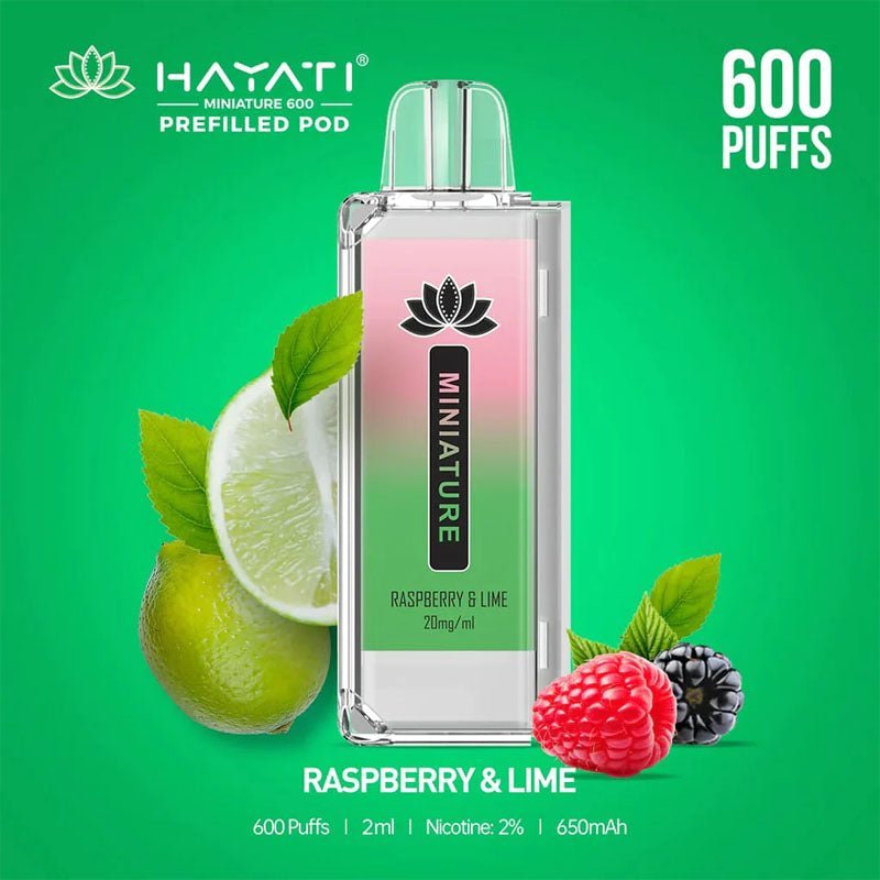 Hayati Miniature 600 Prefilled Replacement Pods - Wolfvapes.co.uk-Raspberry & Lime