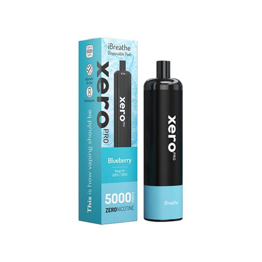 iBreathe Xero Pro Disposable Vape Pod 5000 Puffs 0mg - Wolfvapes.co.uk-Blueberry