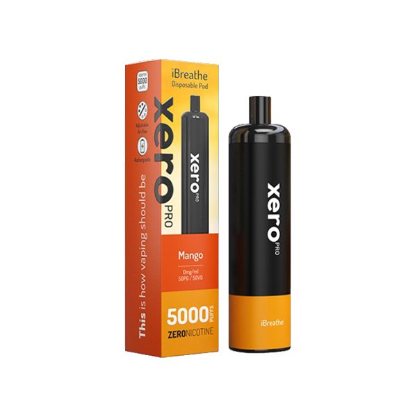 iBreathe Xero Pro Disposable Vape Pod 5000 Puffs 0mg - Wolfvapes.co.uk-Mango