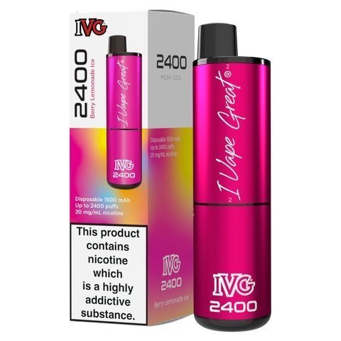 IVG 2400 Disposable Vape Pod Puff Device Box of 5 - Wolfvapes.co.uk-Berry Lemonade Ice