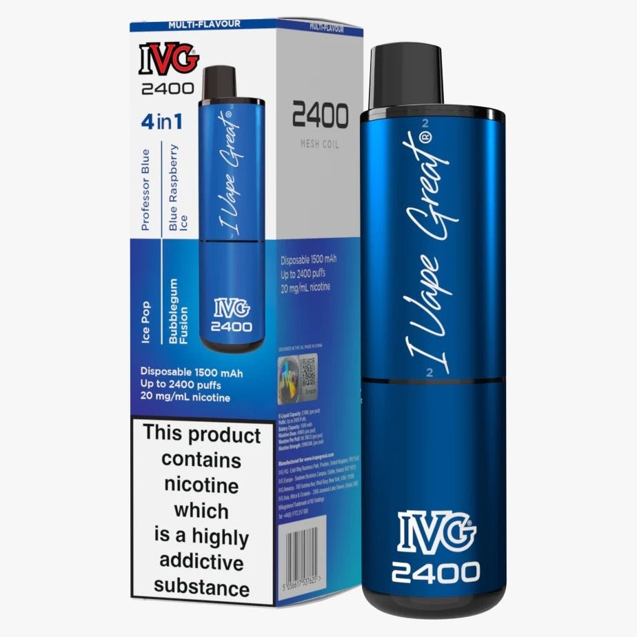 IVG 2400 Disposable Vape Pod Puff Device - Box of 5 - Wolfvapes.co.uk-Blue Edition ( 4 Mix Flavours )