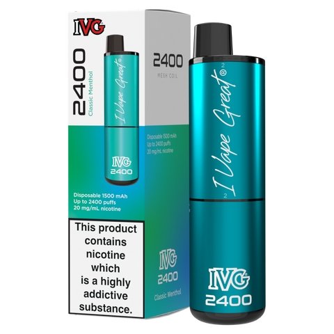 IVG 2400 Disposable Vape Pod Puff Device Box of 5 - Wolfvapes.co.uk-Classic Menthol