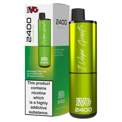 IVG 2400 Disposable Vape Pod Puff Device Box of 5 - Wolfvapes.co.uk-Lemon & Lime