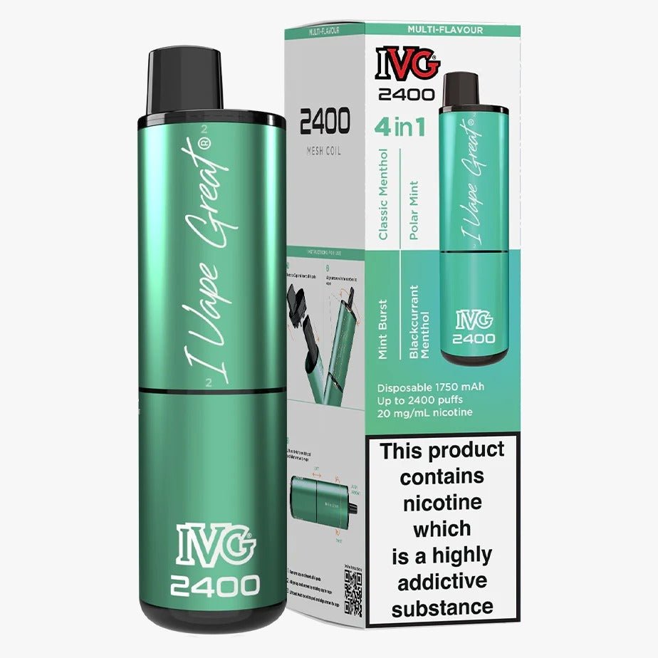 IVG 2400 Disposable Vape Pod Puff Device - Box of 5 - Wolfvapes.co.uk-Menthol Edition (4 Mix Flavours)*New*