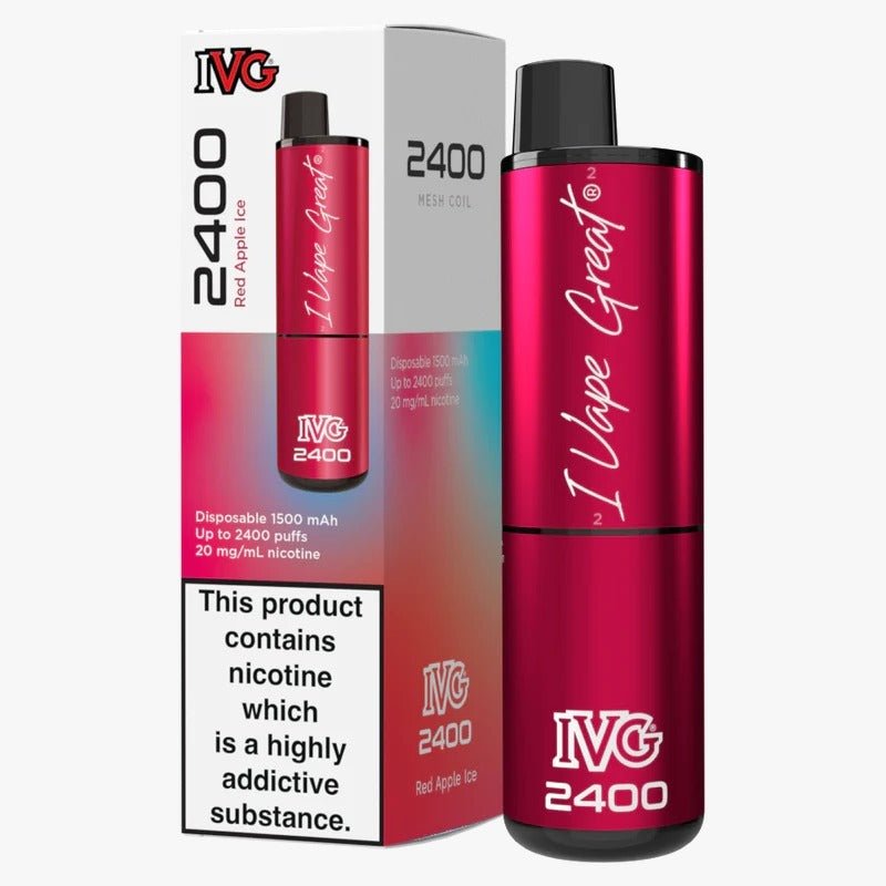IVG 2400 Disposable Vape Pod Puff Device - Box of 5 - Wolfvapes.co.uk-Red Apple Ice
