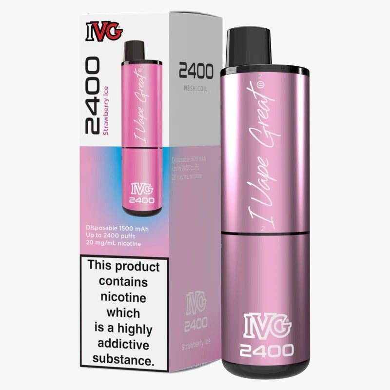 IVG 2400 Disposable Vape Pod Puff Device - Box of 5 - Wolfvapes.co.uk-Strawberry Ice