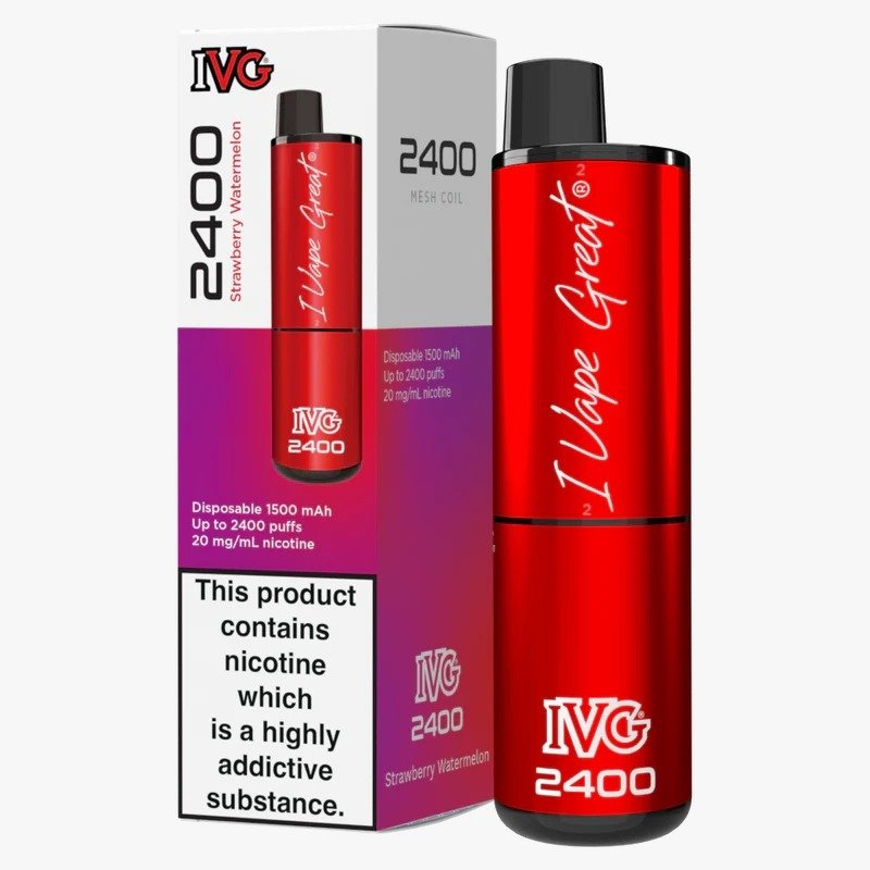 IVG 2400 Disposable Vape Pod Puff Device - Box of 5 - Wolfvapes.co.uk-Strawberry Watermelon