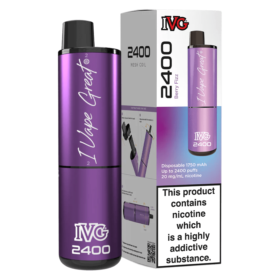 IVG 2400 Disposable Vape Pod Puff Pod Pen Device - Wolfvapes.co.uk-Berry Fizz (Vimtonic)