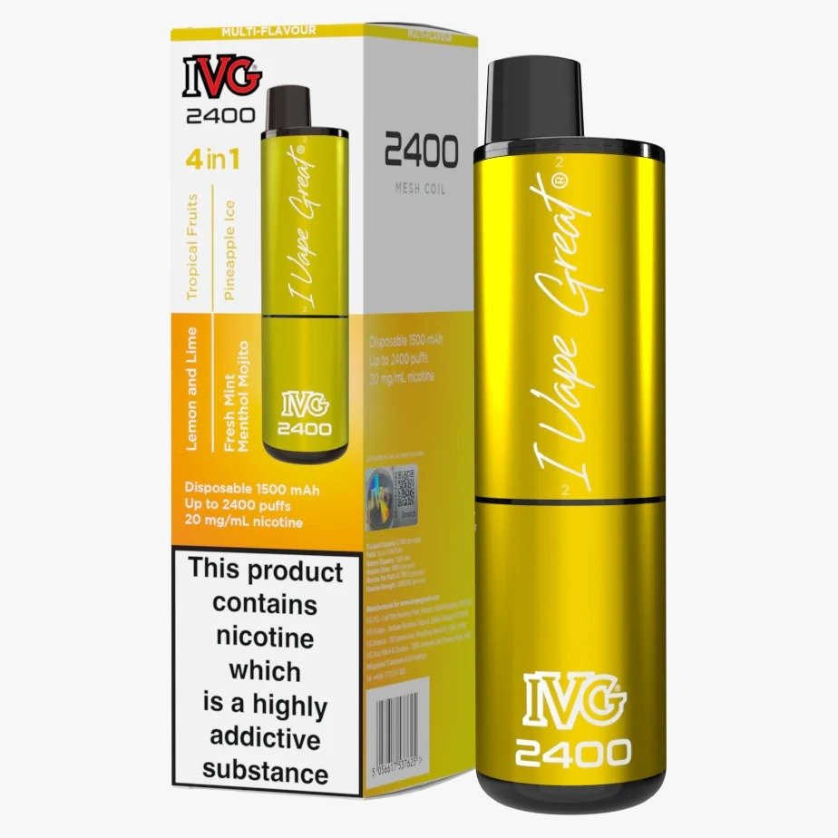 IVG 2400 Disposable Vape Pod Puff Pod Pen Device - Wolfvapes.co.uk-Yellow Edition ( 4 Mix Flavours )