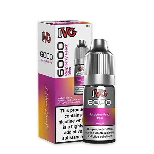 IVG 6000 Nic Salt 10ml Bottle Box of 10 - Wolfvapes.co.uk-Raspberry Peach Bliss