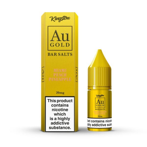 Kingston Au Gold Bar Salts 10ml E-liquids - Box of 10 - Wolfvapes.co.uk-Miami Peach Pineapple