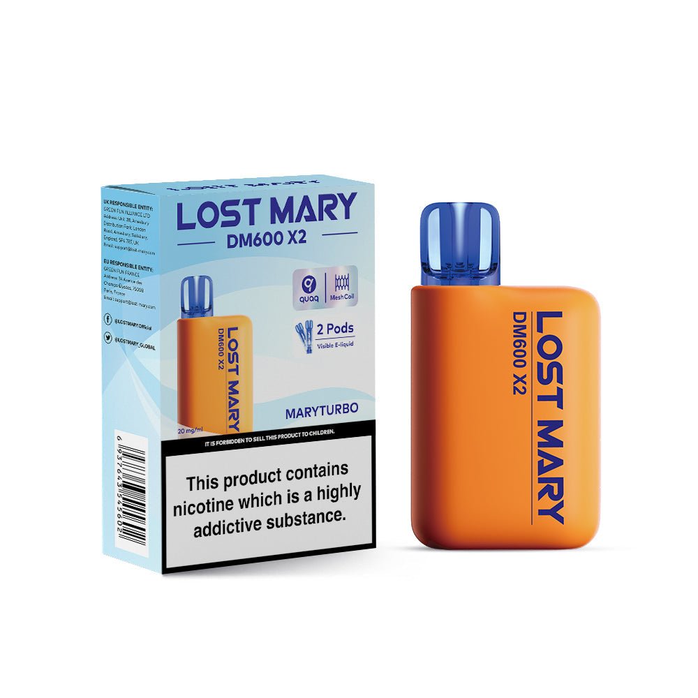 Lost Mary DM600 X2 1200 Puffs Disposable Vape Pod Box of 10 - Wolfvapes.co.uk-Maryturbo