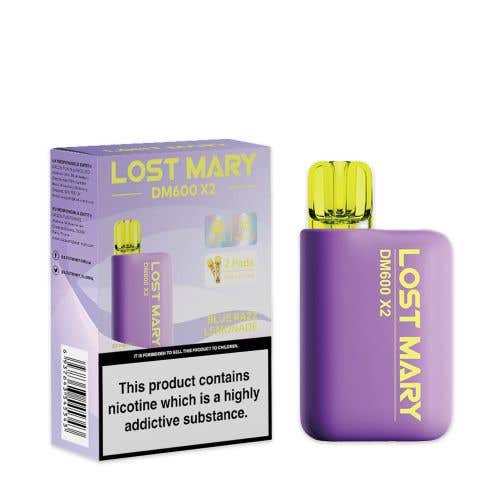 Lost Mary DM600 X2 Disposable Vape Box of 10 - Wolfvapes.co.uk-Blue Razz Lemonade